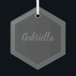 Ornement En Verre Calligraphie Élégant Gris clair Nom simple<br><div class="desc">Design extrêmement minimaliste. Je recommanderais à la famille et aux amis. Très heureux.</div>