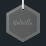 Ornement En Verre Calligraphie Élégant Gris clair Nom simple<br><div class="desc">Design extrêmement minimaliste. Je recommanderais à la famille et aux amis. Très heureux.</div>