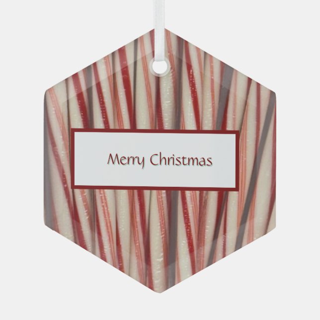 Ornement En Verre Candy Cane Photo Glass Ornament  (Recto)