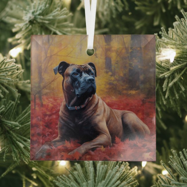 Ornement En Verre Cane Corso en automne Feuilles automne Inspire (Insitu)