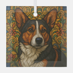 Ornement En Verre Cardigan Welsh Corgi "Verre Tiré"