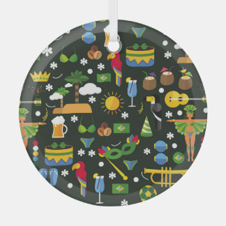 Ornement En Verre Carnaval brésilien, texture vintage plate.