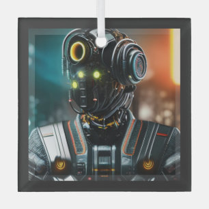 Ornement en verre carré Robot 3