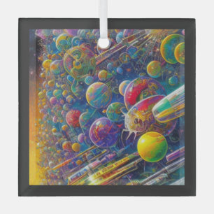 Ornement en verre carré Space Race