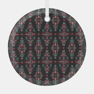 Ornement En Verre Carreaux Boho ethniques : Motif Vintage sans coutu