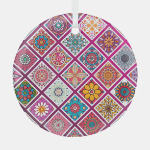 Ornement En Verre Carreaux de Mandala marocains