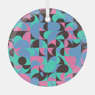 Ornement En Verre Carreaux vintages Neon Rose Green