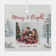 Carte de Noël de scène enneigée avec photo de fami