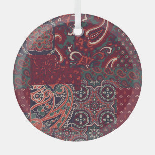 Ornement En Verre Cashmere Paisley Silk : Patchwork Vintage Abstrait