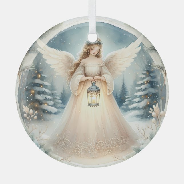 Ornement En Verre Celestial Winter Angel Lantern of Hope (Recto)