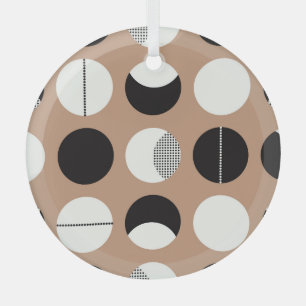 Ornement En Verre Cercles noirs, blancs, arrière - plans bruns.