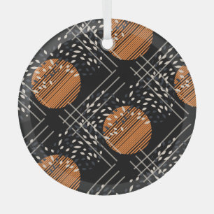 Ornement En Verre Cercles orange Motif Vintage Abstrait