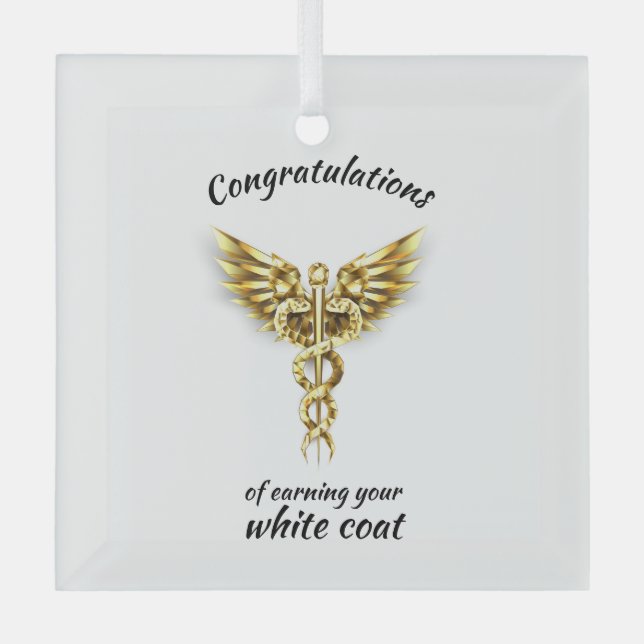 Ornement En Verre Cérémonie du manteau blanc Gold Médicale (Recto)