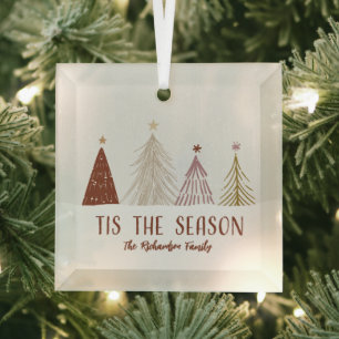 Ornement En Verre C'est la saison Arbres de Noël personnalisés