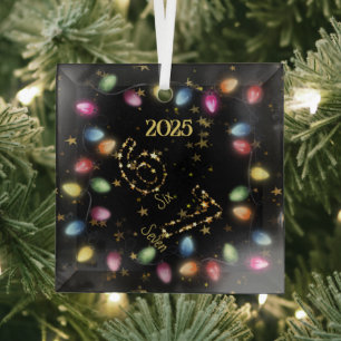 Ornement En Verre Chaîne de lumières de Noël Étoile dorée 6 7