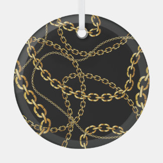 Ornement En Verre Chaîne dorée transparente, motif élégante.