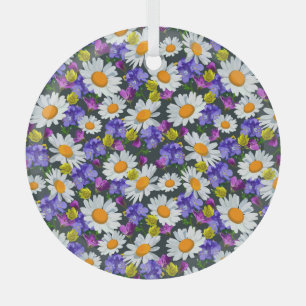 Ornement En Verre Chamomille, fleurs sauvages : motif sans soudure.