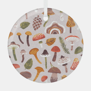 Ornement En Verre Champignons d'automne, feuille : répétition vintag