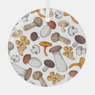 Ornement En Verre Champignons dessinés à la main : arrière - plan al