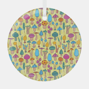 Ornement En Verre Champignons magiques Doodle Motif sans couture