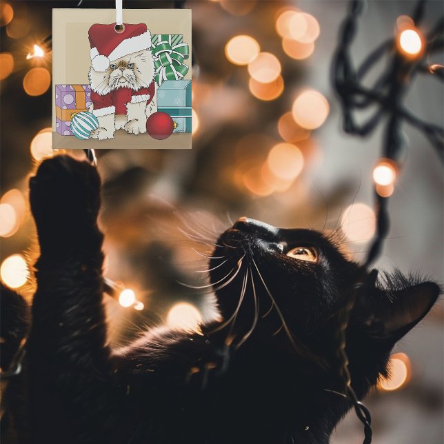 Ornement En Verre Chat de Noël Perse (Créateur téléchargé)