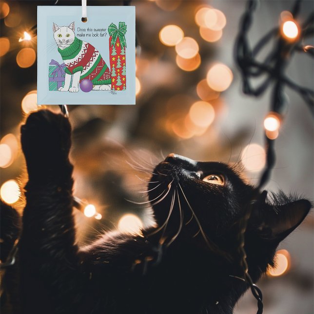 Ornement En Verre Chat drôle moche de Noël (Créateur téléchargé)