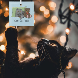 Ornement En Verre Chat gris fête des pères