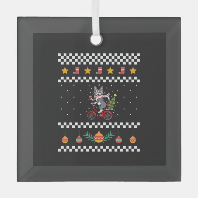 Ornement En Verre Chat Noël laid (Recto)