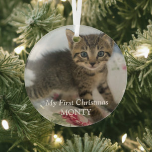 Ornement En Verre Chaton photo personnalisé Chat Noël