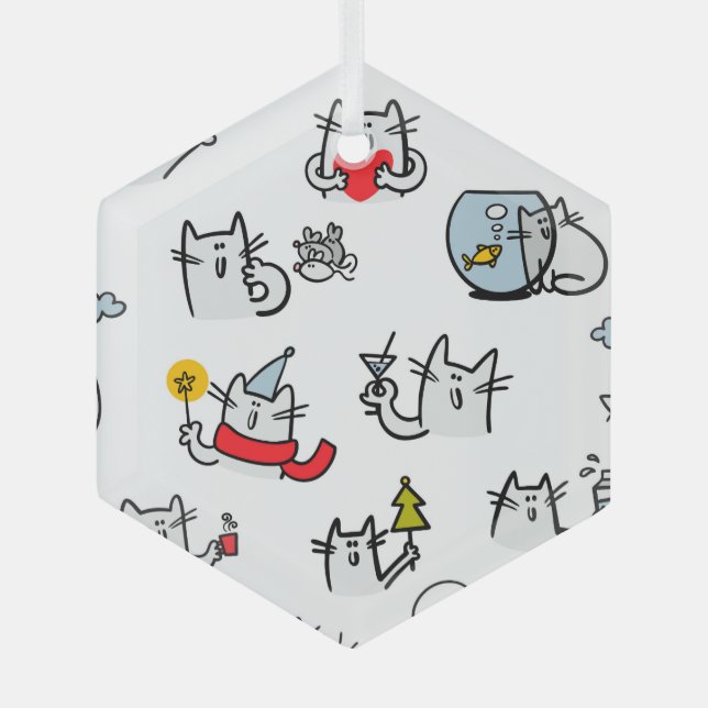 Ornement En Verre Chats amusants, lait et magie. (Recto)