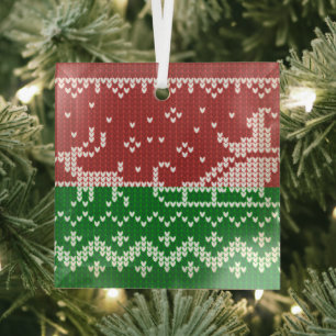 Ornement En Verre Chaudron moche Le Père Noël traîne et rennes