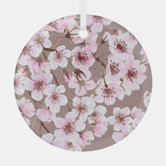 Ornement En Verre Cherry Blossom Branches Motif aquarelle