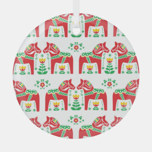 Ornement En Verre Cheval de Dala suédois : Art folklorique