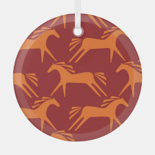Ornement En Verre Chevaux : Beauté équestre rouge sans mer.