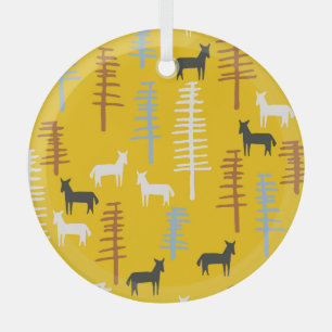Ornement En Verre Chevaux Tribaux : Forêt Rétro Sans Mer