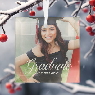 Ornement En Verre Chic Graduation Photo 2023 Graduate Christmas
