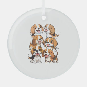 Ornement En Verre chien beagle joyeux