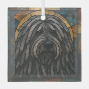Ornement En Verre Chien Bergamasco Sheepdog "Verre tendu"
