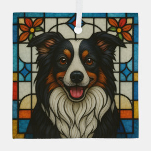Ornement En Verre Chien Border Collie "Vitrail"