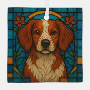 Ornement En Verre Chien Bretagne "Vitrail"