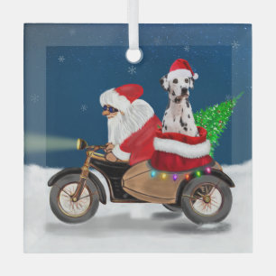 Ornement En Verre Chien dalmate Noël Père Noël