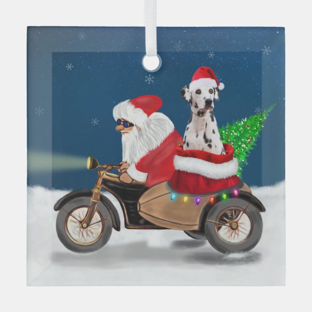 Ornement En Verre Chien dalmate Noël Père Noël (Recto)