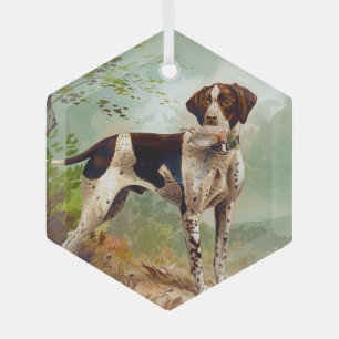 Ornement En Verre Chien de chasse avec oiseau dans la bouche