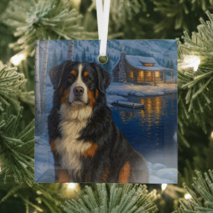 Ornement En Verre Chien de montagne bernois de vacances