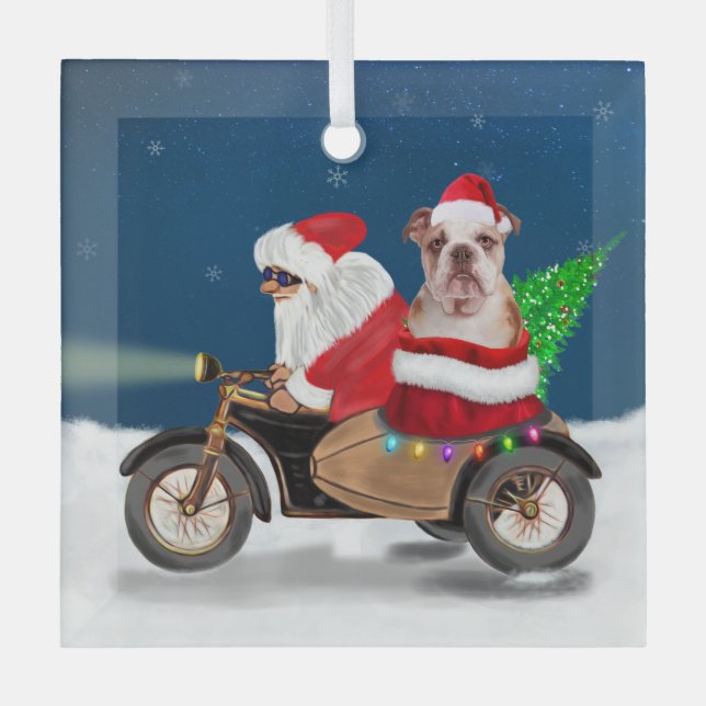 Ornement En Verre Chien de Noël de Noël (Recto)
