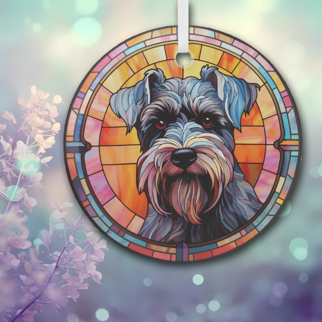 Ornement En Verre Chien de Schnauzer miniature gris taché (Créateur téléchargé)