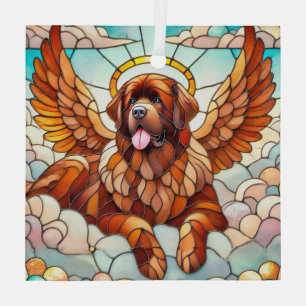 Ornement En Verre Chien de Terre-Neuve Brown Angel Suncatcher