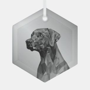 Ornement En Verre Chien géométrique gris