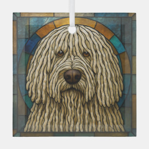 Ornement En Verre Chien Komondor "Verre Tiré"