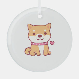 Ornement En Verre Chien mignon Shiba Inu
